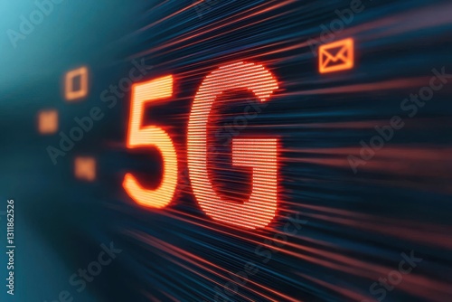 5G Network speed growth, 5G technology displayed with dynamic motion graphics and glowing elements.
