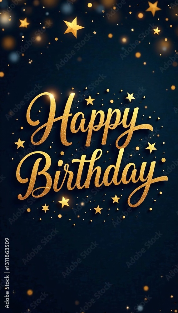 Intricate gold and silver calligraphy design with shimmering stars for birthday event, gold, calligraphy Intricate gold and silver calligraphy design with shimmering stars for birthday event, gold, calligraphy