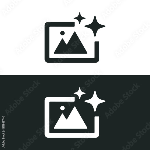 AI image generator tool icon isolated on white background. Vector illustrations are made with vector-based software, not AI generated results.