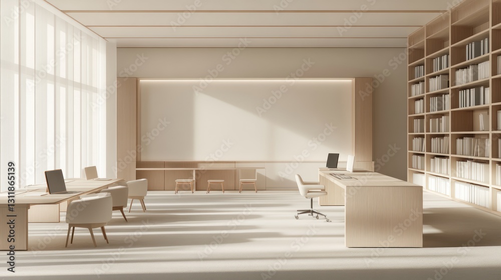 Modern Light Filled Wooden Office Workspace Modern Light Filled Wooden Office Workspace