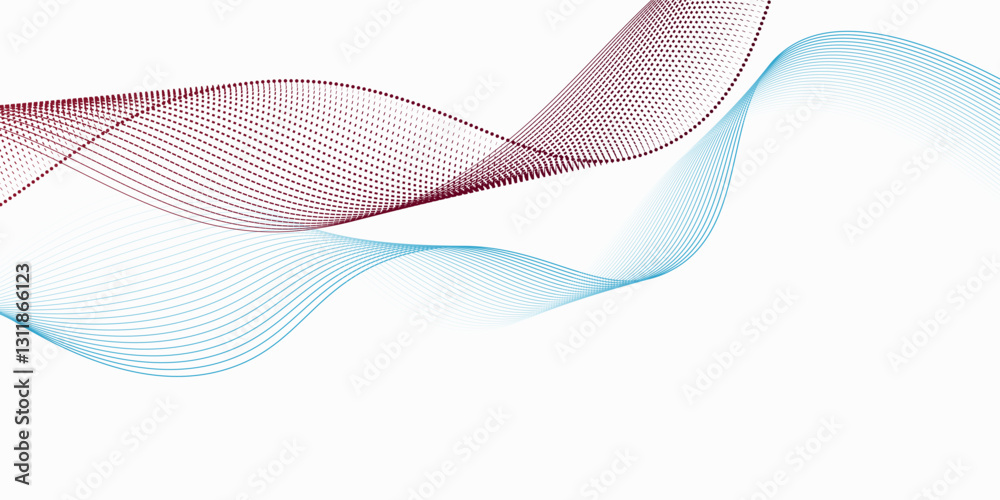 Fototapeta premium Abstract blue smooth wave on a white background. Dynamic sound wave. Design element