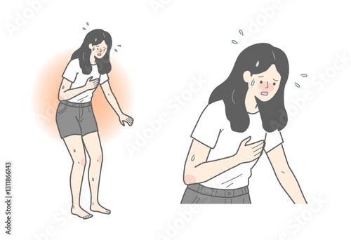 熱中症体調不良, めまい, 息切れ, 貧血, 低血圧, 高血圧, 熱中症, 脱水症状, 疲労, ストレス, 立ちくらみ, 風邪, 病気, 体調管理, 生活習慣, 不健康, フラフラ, 頭痛, 胸の痛み, 呼吸困難, 動悸, 病院, 健康問題, ヘルスケア, 看護, 医療, 病気のサイン, 救急, 緊急事態, 救急外来, 体の異変, 熱中症対策, 健康意識, 栄養不足, 倦怠感, 過労, 更年期, 