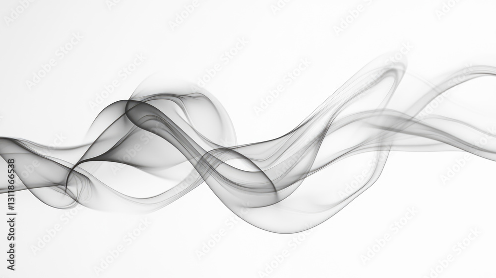 Naklejka premium Abstract black and white fluid smoke waves on white background