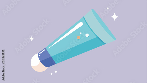 Skincare Tube A tube of cream with an open cap releasing a silky substance with shimmering nanoparticles visible within the formulation.