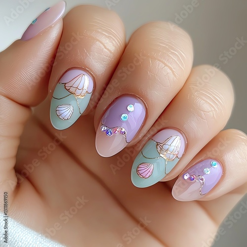 nail art of mermaid tea party,gorgeous and dreamy,nails and accesories