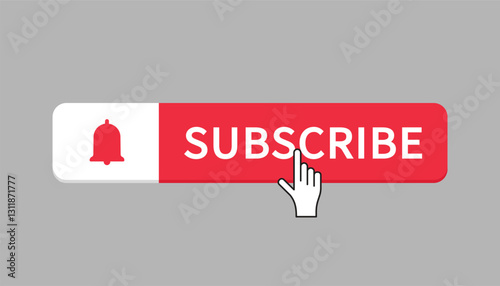 Subscribe button with finger click cursor. subscribe button, subscribe layout, promotion, social media concept, subscribe button vector icon. vector illustration