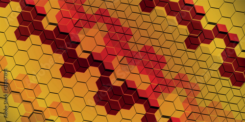hexagonal abstract metal background with light. vector illustrator