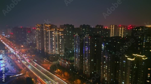 Wallpaper Mural Aerial shot of high density and high occupancy residential buildings at night Torontodigital.ca