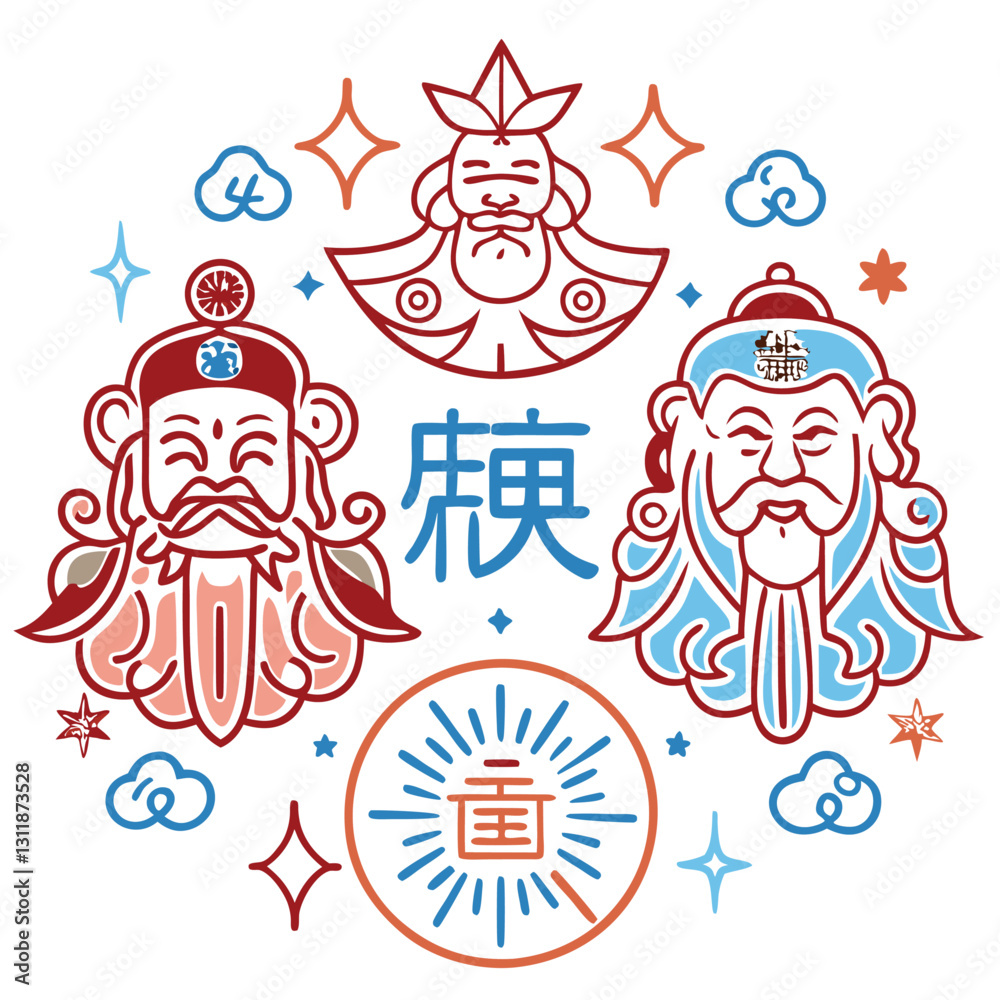 Fototapeta premium hand drawn china icons