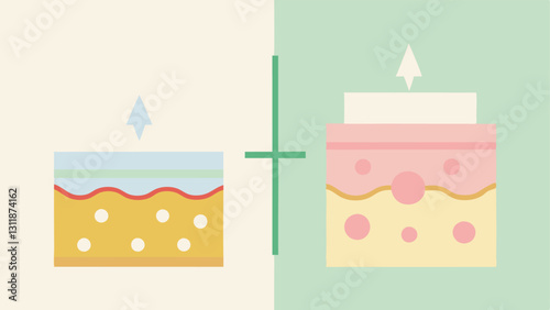 Texture Comparison A sidebyside illustration of ordinary skincare cream versus an exosomeinfused cream displaying differences in texture and absorption.