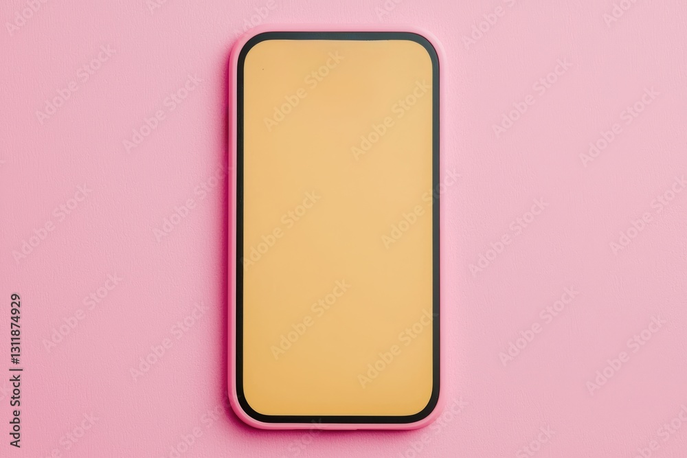 Obraz premium Colorful smartphone icon on pink background creates vibrant energy.