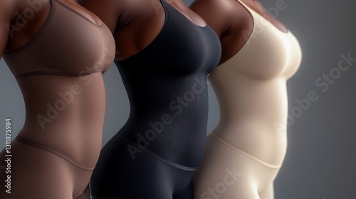 Ultra-realistic translucent shapewear models are displayed in front of the ey...