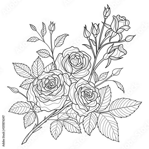 Roses Flowers Coloring Page For Adults