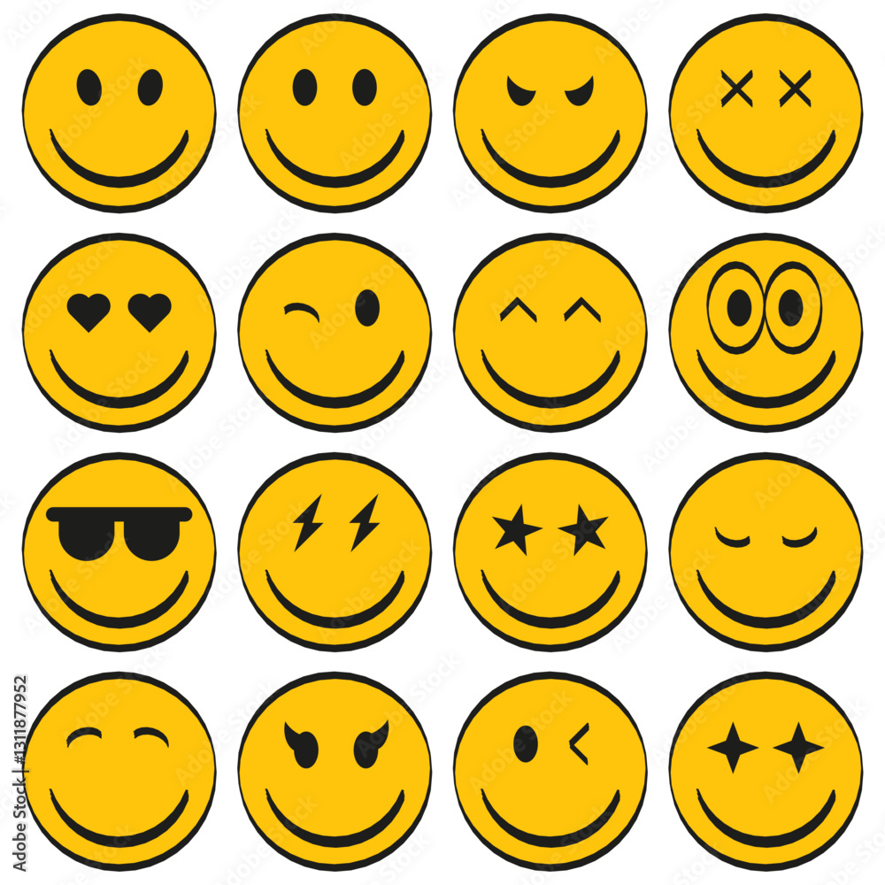 Fototapeta premium Emotional emoticons. Set of emoticon icons. Different emotions.