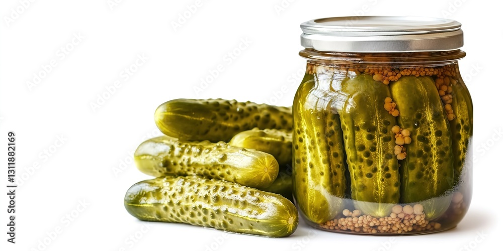 Jar of pickles isolated on white background. Green Jar of pickles isolated on white background. Green