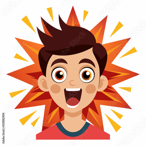 Astonishment expressed by a young boy with a joyful smile
