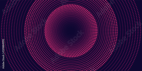 Abstract futuristic glowing circle lines on dark purple background. Modern shiny gradient geometric lines pattern. Future technology concept.