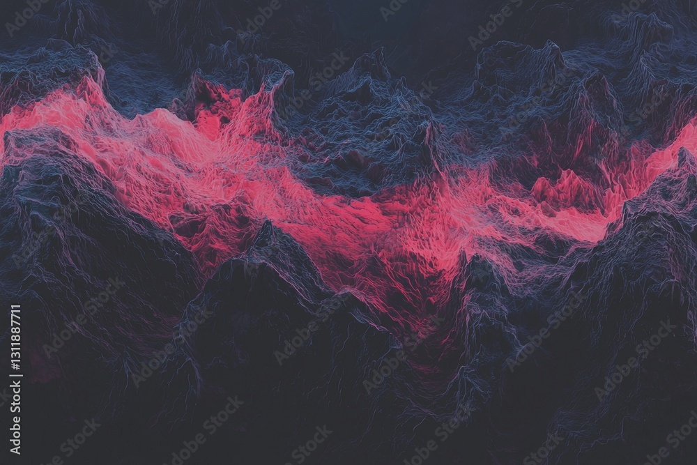 Fototapeta premium This fantastic wallpaper showcases an abstract futuristic background where pink and blue neon lines move at high speed, creating a dynamic visual effect when combined with bokeh lights, to illustrate
