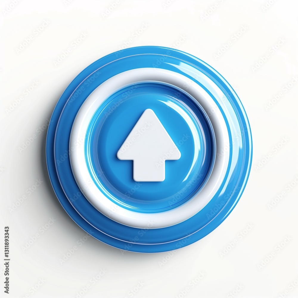 A glossy blue button with a white upward arrow, symbolizing progress and enhancement. A glossy blue button with a white upward arrow, symbolizing progress and enhancement.