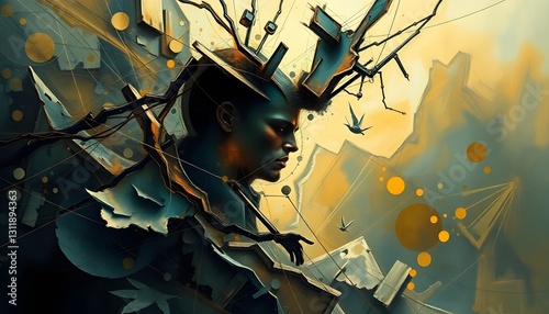 Abstract Portrait with Nature Elements