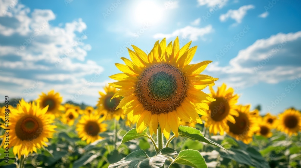 Sunlit Sunflower Field A Vibrant Summer Landscape Sunlit Sunflower Field A Vibrant Summer Landscape