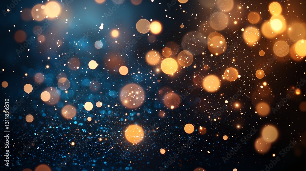 Modern Christmas Celebration Banner with Soft Glowing Fairy Lights on a Dark Festive Background, Abstract Luxury Christmas Decoration with Minimal Design