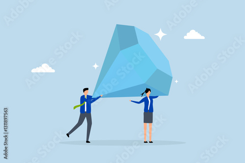 Core value, Business individuals assist in transporting large precious diamond. 