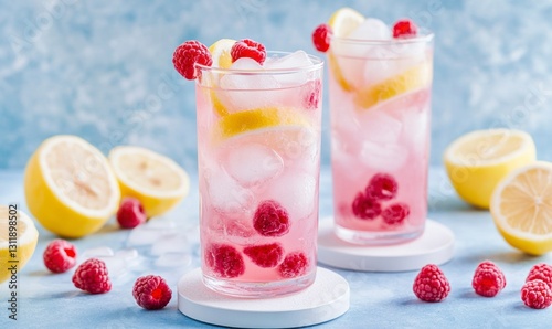 Wallpaper Mural Refreshing Raspberry Lemonade Drinks with Ice for Summer Refreshment Torontodigital.ca