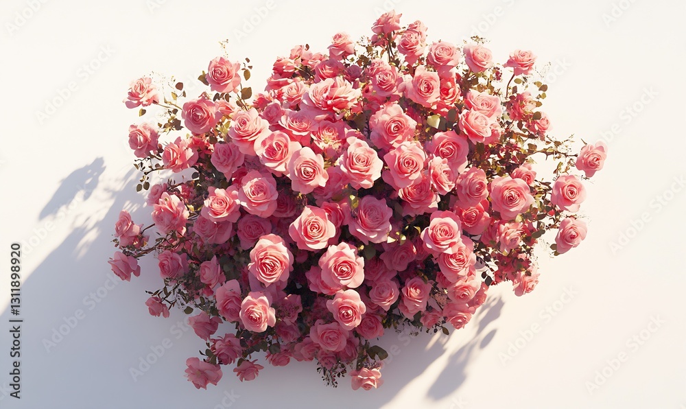 Beautiful Pink Roses Bouquet Arrangement on a White Background for Floral Design : Generative AI Beautiful Pink Roses Bouquet Arrangement on a White Background for Floral Design : Generative AI