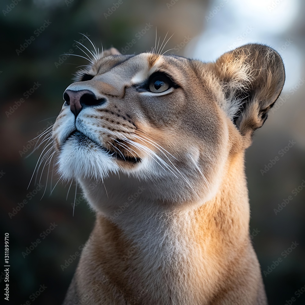 Naklejka premium Close-up of a bobcat looking up.