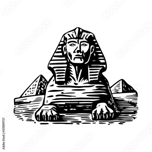 A vintage style illustration of the great sphinx