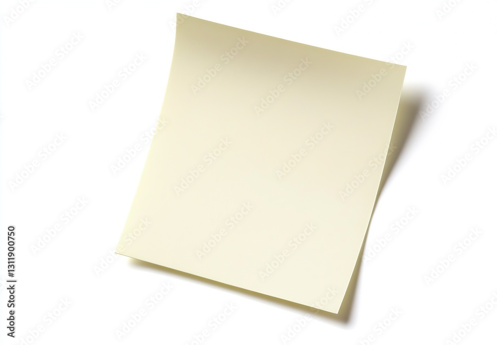 Empty light yellow sticky note isolated on white background in square shape for messages : Generative AI Empty light yellow sticky note isolated on white background in square shape for messages : Generative AI