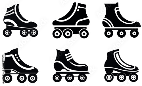 Simple Black and White Roller Skate Icons design