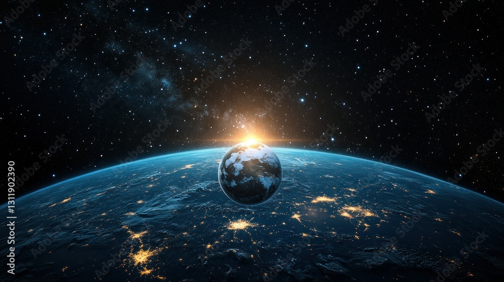 Fototapeta premium Earth rising from space