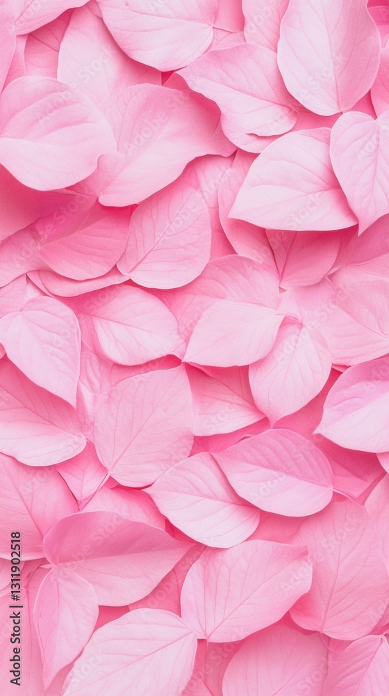 A soft, monochromatic background of pink leaves creates a gentle and calming visual experience