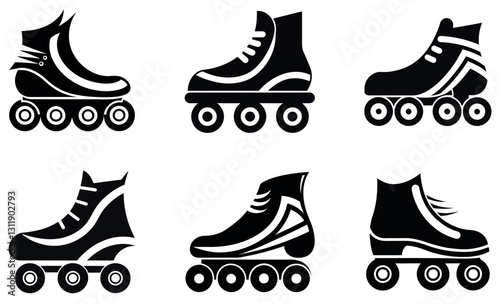Simple Black and White Roller Skate Icons design