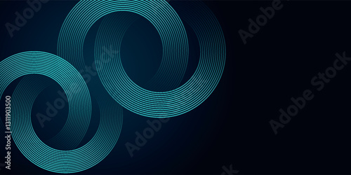 Dark blue abstract background with glowing blue gradient geometric lines. Modern shiny blue diagonal rounded lines pattern. 3d geometric lines. Futuristic concept.