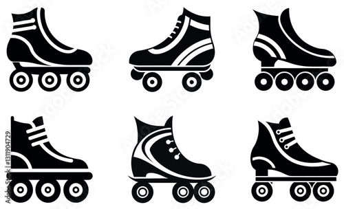Simple Black and White Roller Skate Icons design