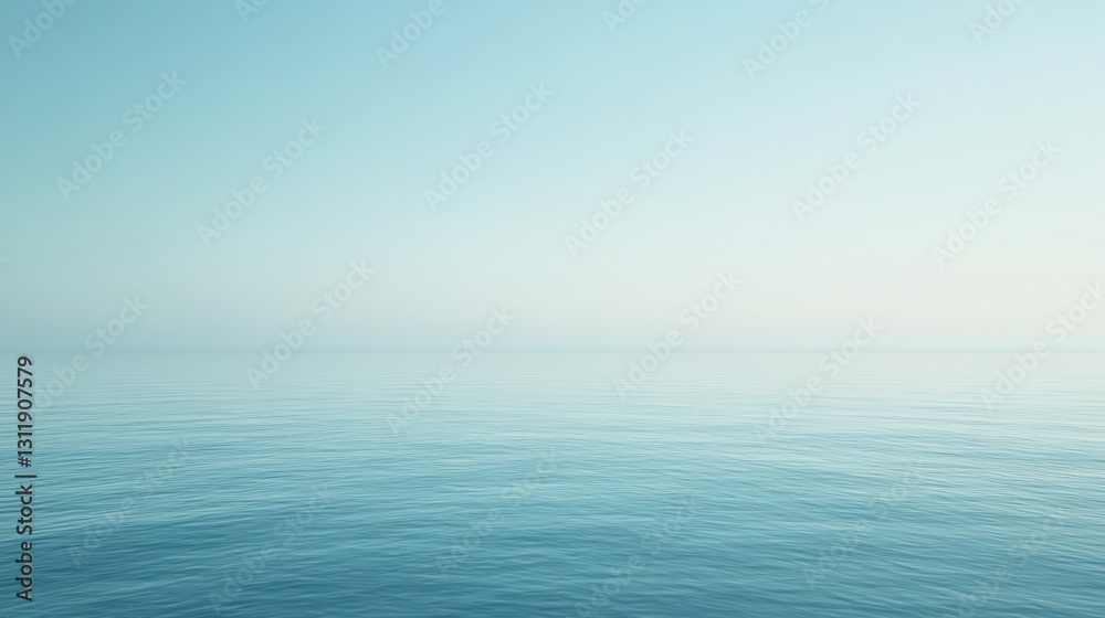 Obraz premium Expansive vista of a tranquil sea merging seamlessly with a soft gradient sky