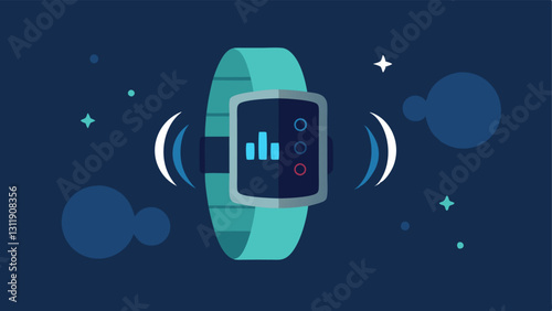 Wristband Style Tracker A sleek modern wristband device with a digital screen displaying respiratory metrics set against a futuristic background of airwaves and respiratory