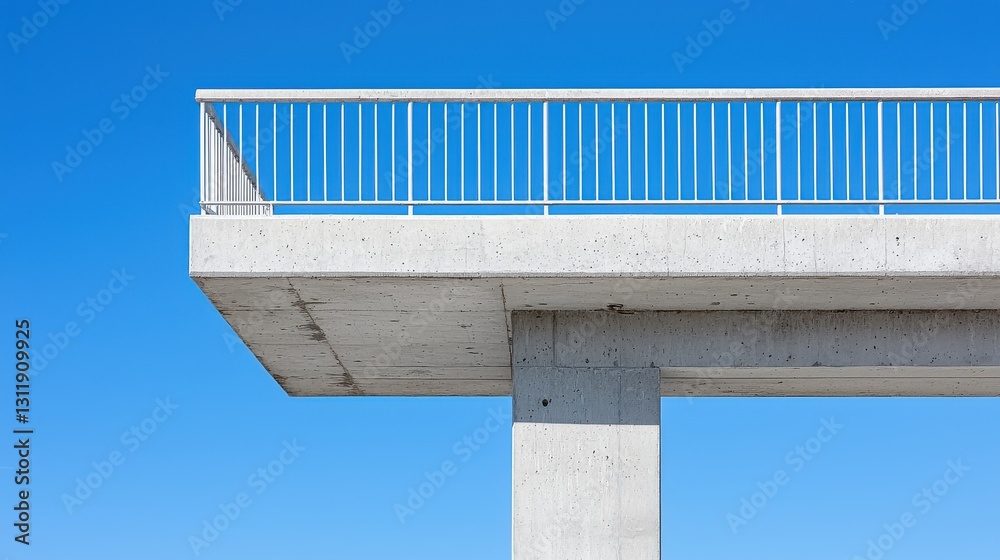 Fototapeta premium Modern Concrete Bridge Deck Railing Blue Sky