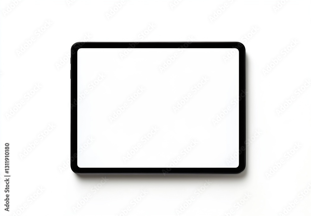 Stylish tablet viewed from above with unmarked white screen perfect for advertising and marketing : Generative AI Stylish tablet viewed from above with unmarked white screen perfect for advertising and marketing : Generative AI