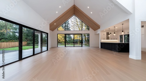 Modern Farmhouse Living Room with High Ceilings