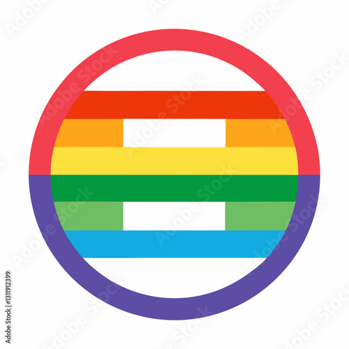 Equality symbol icon in rainbow colors against a white background
