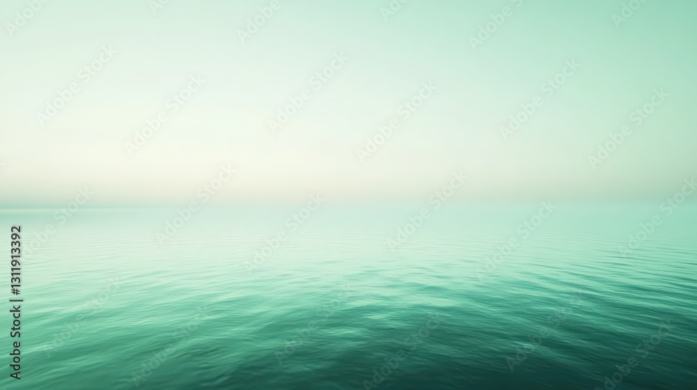 Fototapeta premium Calm teal ocean with light sky creating a peaceful seascape scene
