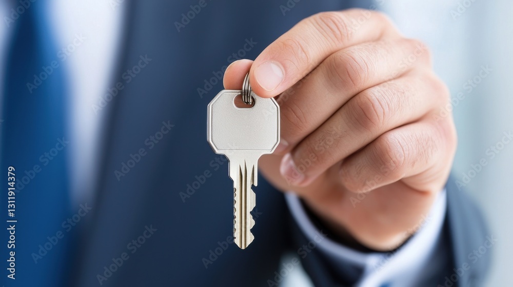 Hand Holding Key - Real Estate, Business Concept Hand Holding Key - Real Estate, Business Concept