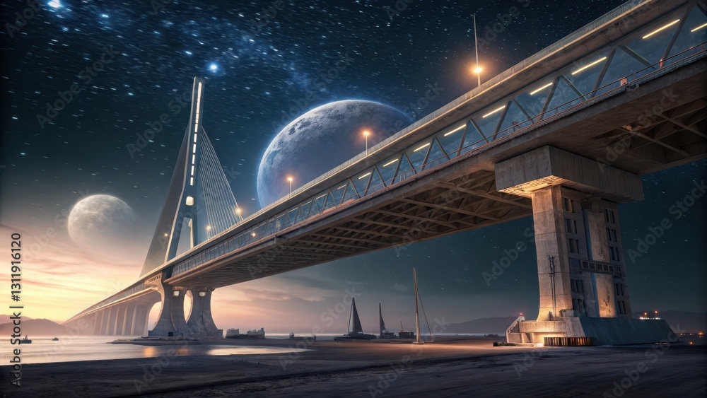 Constructing a colossal bridge in low gravity a futuristic engineering marvel in space Constructing a colossal bridge in low gravity a futuristic engineering marvel in space
