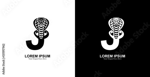 Cobra snake logo design combined with the letter J