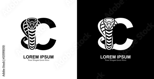 Cobra snake logo design combined with the letter C