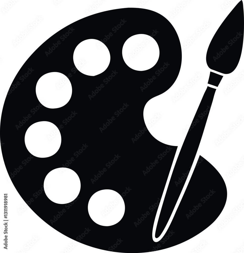 palette with brushes and paints